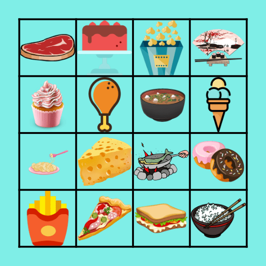 Food Bingo Card