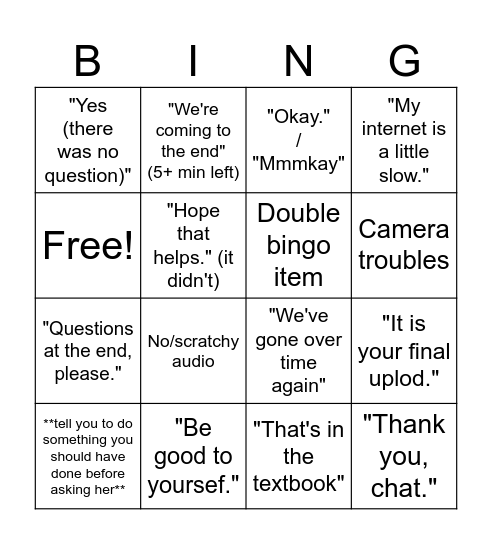 collab Bingo Card