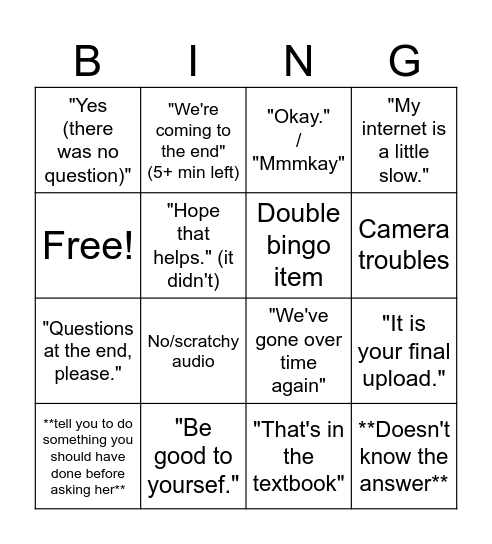 collab Bingo Card