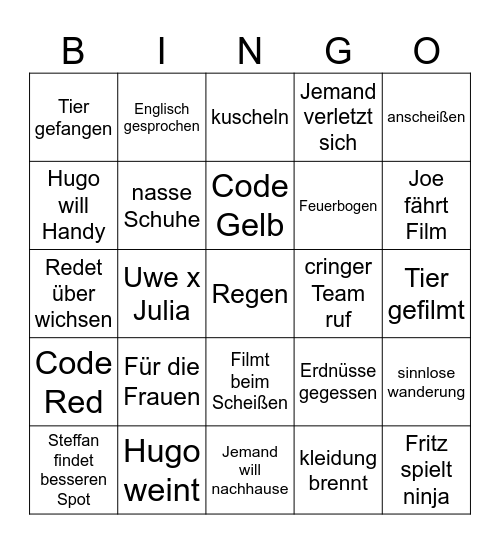 7 v Wild Bingo 232323 Bingo Card