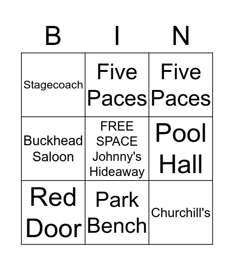 Buckhead Bingo Card