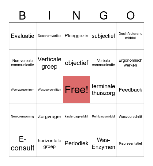 Bingo Mens en Omgeving Bingo Card