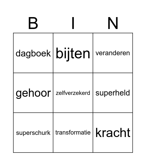 Bingo Vocabulary Lesson 1 Bingo Card