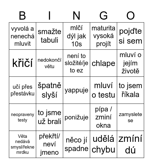 Kyzlink bingo v4 Bingo Card