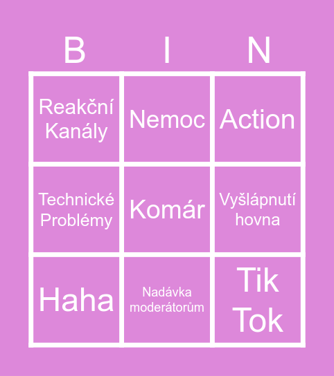 VLADĚNA PLUS STREAM Bingo Card