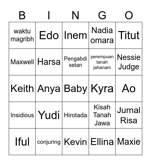 BINGO BERSAMA AUDRINE Bingo Card