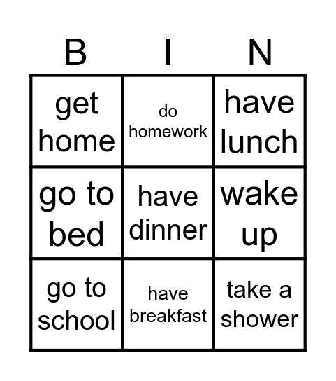 Daily Routine Bingo Card