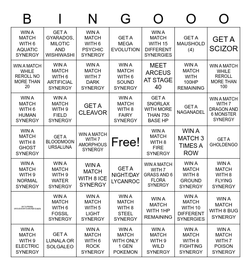 PAC BINGOOO Bingo Card