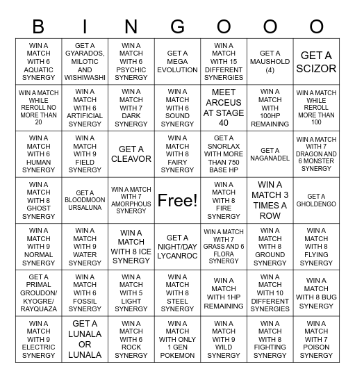 PAC BINGOOO Bingo Card