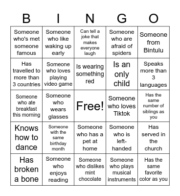 Human Bingo Card