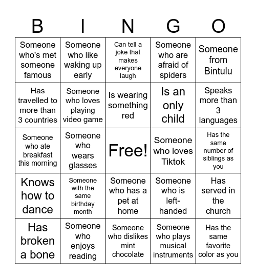 Human Bingo Card