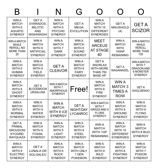 PAC BINGOOO Bingo Card