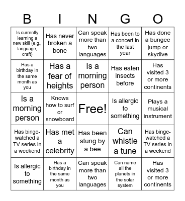 OCEANUS BINGO Card