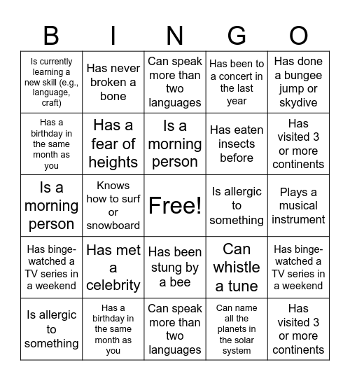 OCEANUS BINGO Card