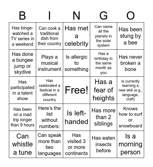 OCEANUS BINGO Card