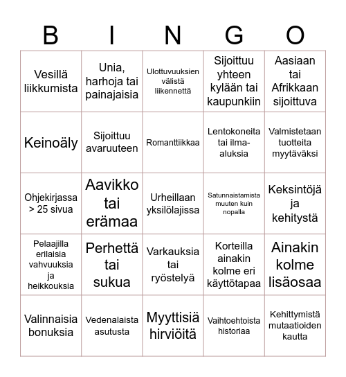 Pelihaaste 2024 Bingo Card
