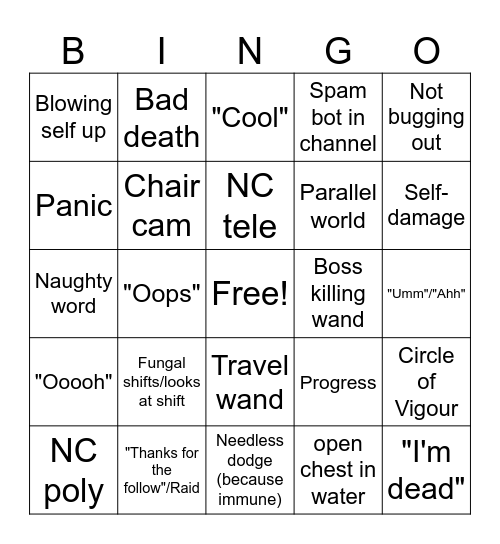 Wingbing Bingo Card