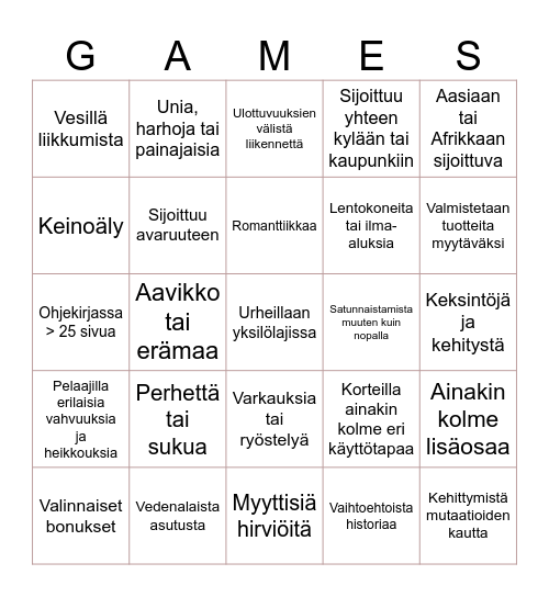 Pelihaaste 2024 Bingo Card