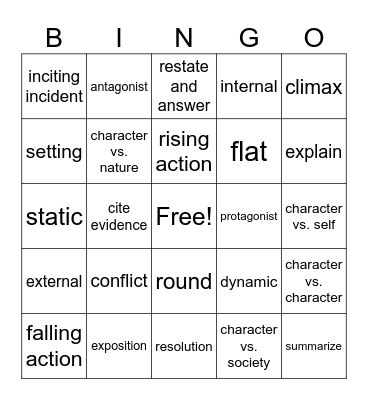 Fiction Bingo Card