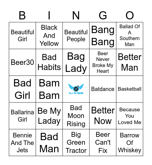 Songs That Starts With B Pt 3 Bingo Card