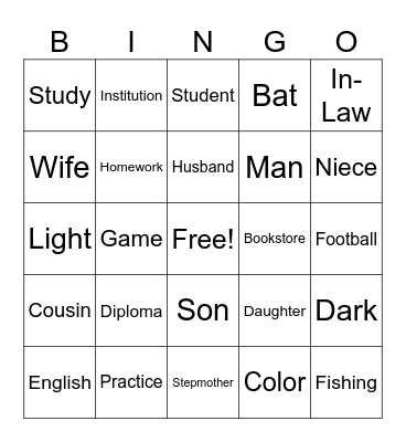Vocab 1-4 Bingo Card