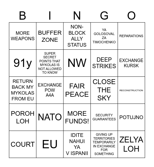 PEREMOGA Bingo Card