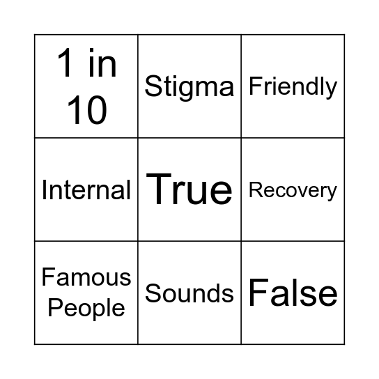 Hearing Voices Bingo Card