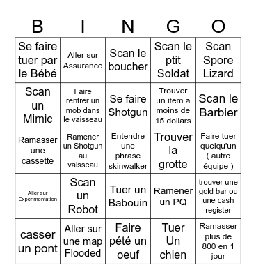 Bingo Lethal MOZIBE Bingo Card