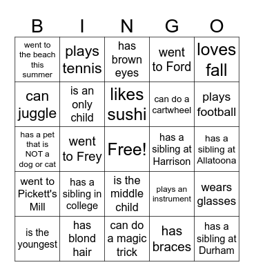 Untitled Bingo Card