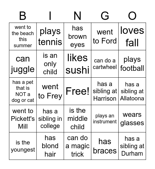 Untitled Bingo Card