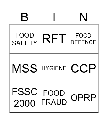 Quality Week Bingo Card