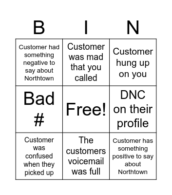 CDC Outbound Bingo Card