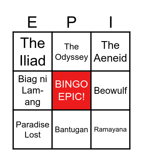 BINGO EPIC! Bingo Card