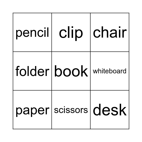 Classroom Bingo Card