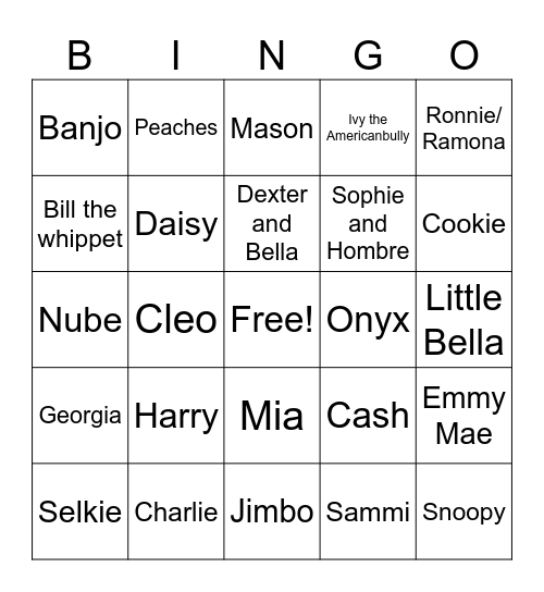 DOG Bingo Card