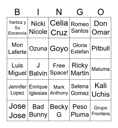 Hispanic Heritage Month Bingo Card