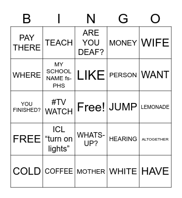 Untitled Bingo Card