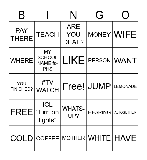 Untitled Bingo Card