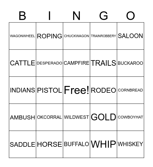 Hoe-Down Bingo Card