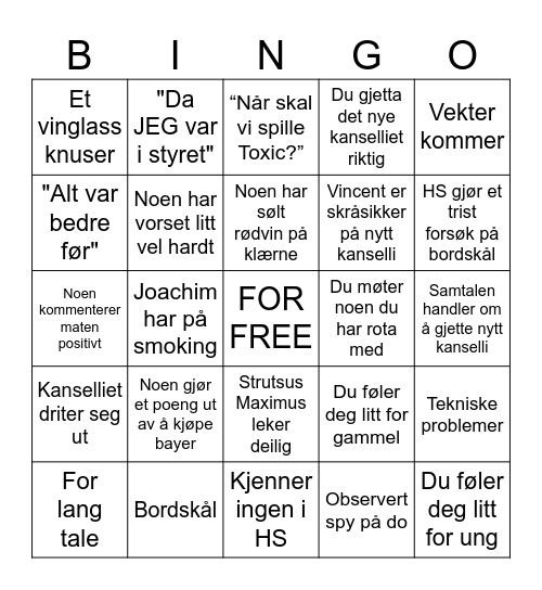 SVIPPERMIDDAG 2024 Bingo Card