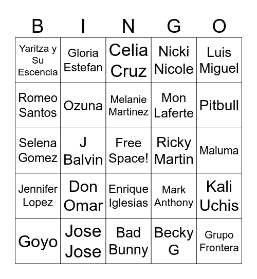 Hispanic Heritage Month Bingo Card