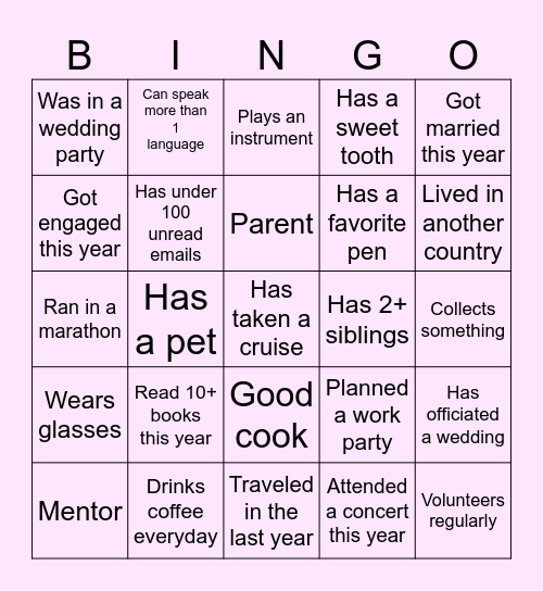 Bridal Shower Bingo Card