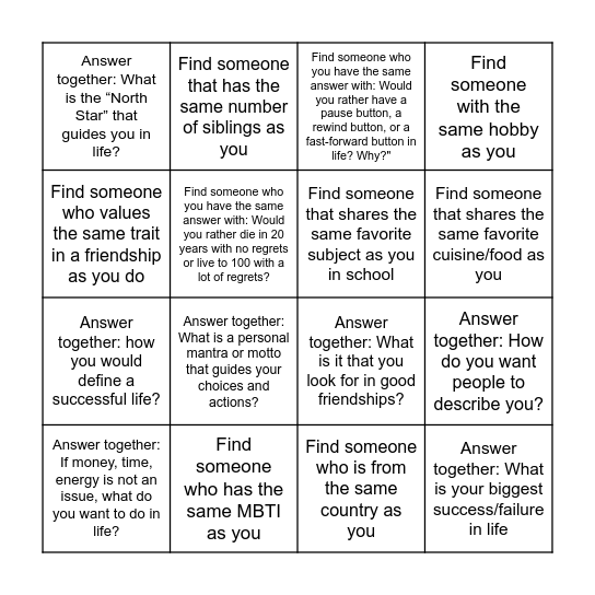 ECHO Human Bingo Card