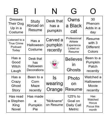 ZOMBIETOBER BINGO Card