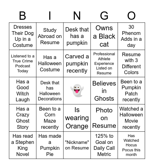 ZOMBIETOBER BINGO Card