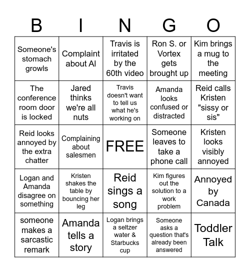 Marketing Meeting Bingo Card