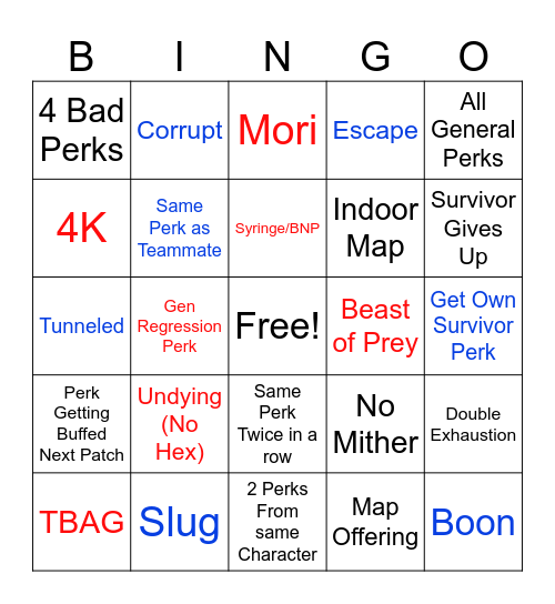 Chaos Shuffle Bingo Card