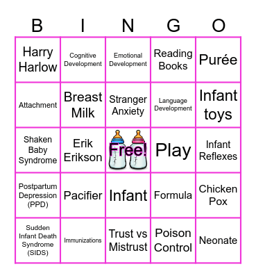 Baby Basics Bingo Card