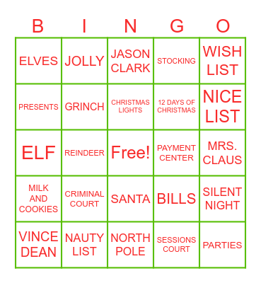HOLIDAY BINGO Card
