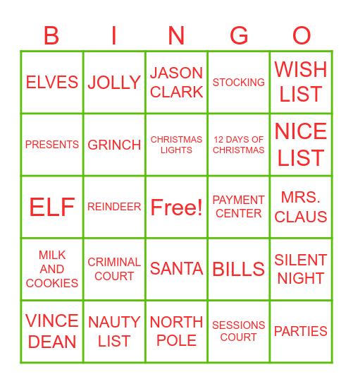 HOLIDAY BINGO Card